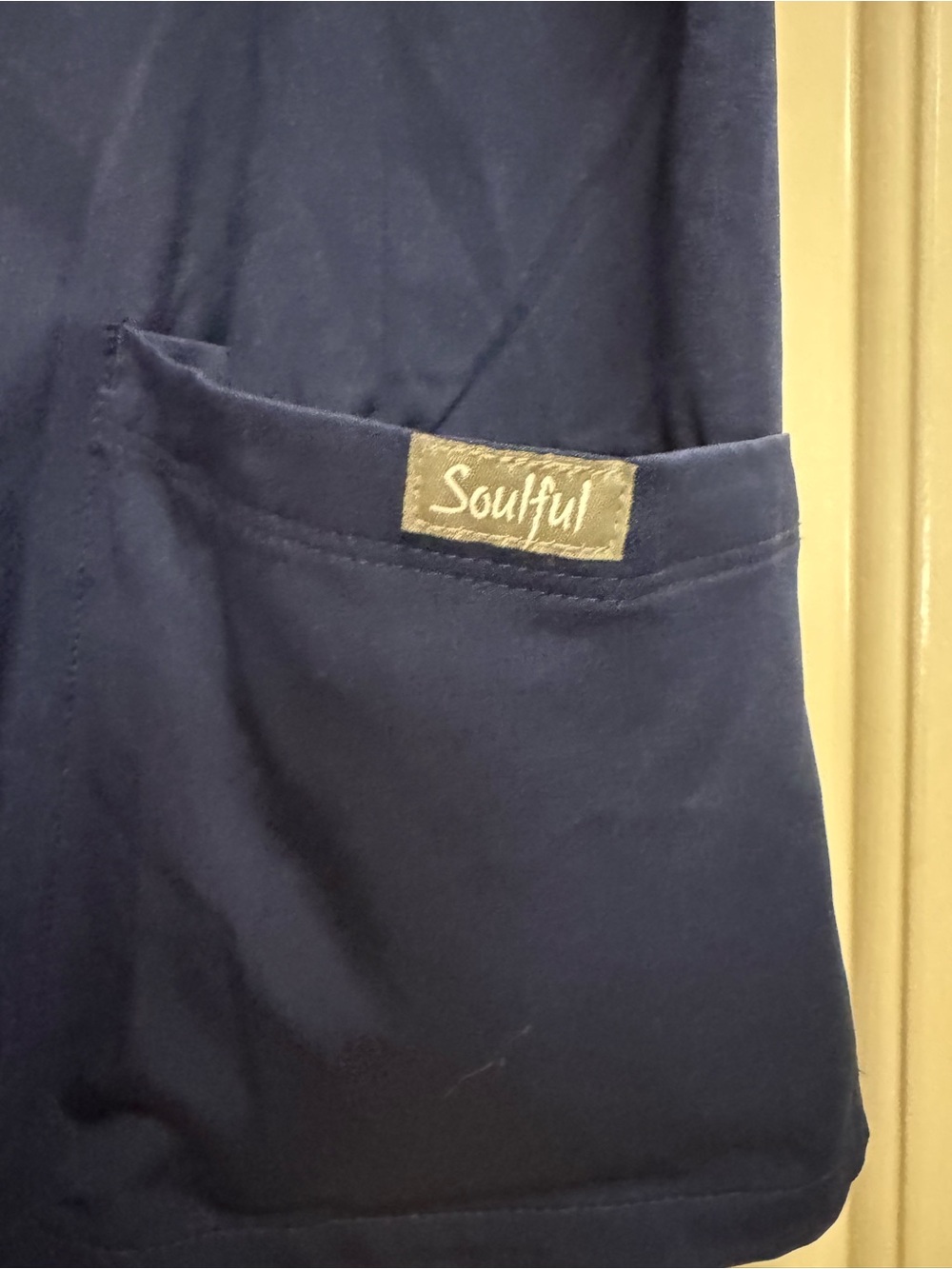 Women's V-Neck Medical Scrub Top - Navy Blue - Picture 2 of 4